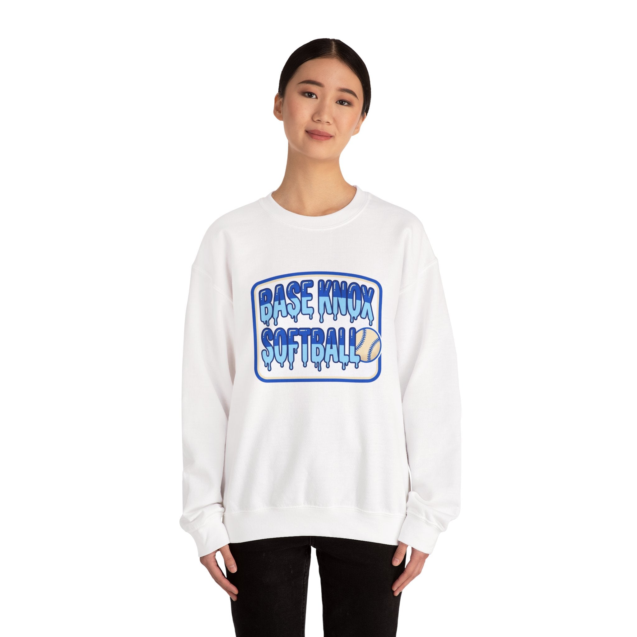 Base Knox Softball Crewneck Sweatshirt – Retro Drip Softball Graphic